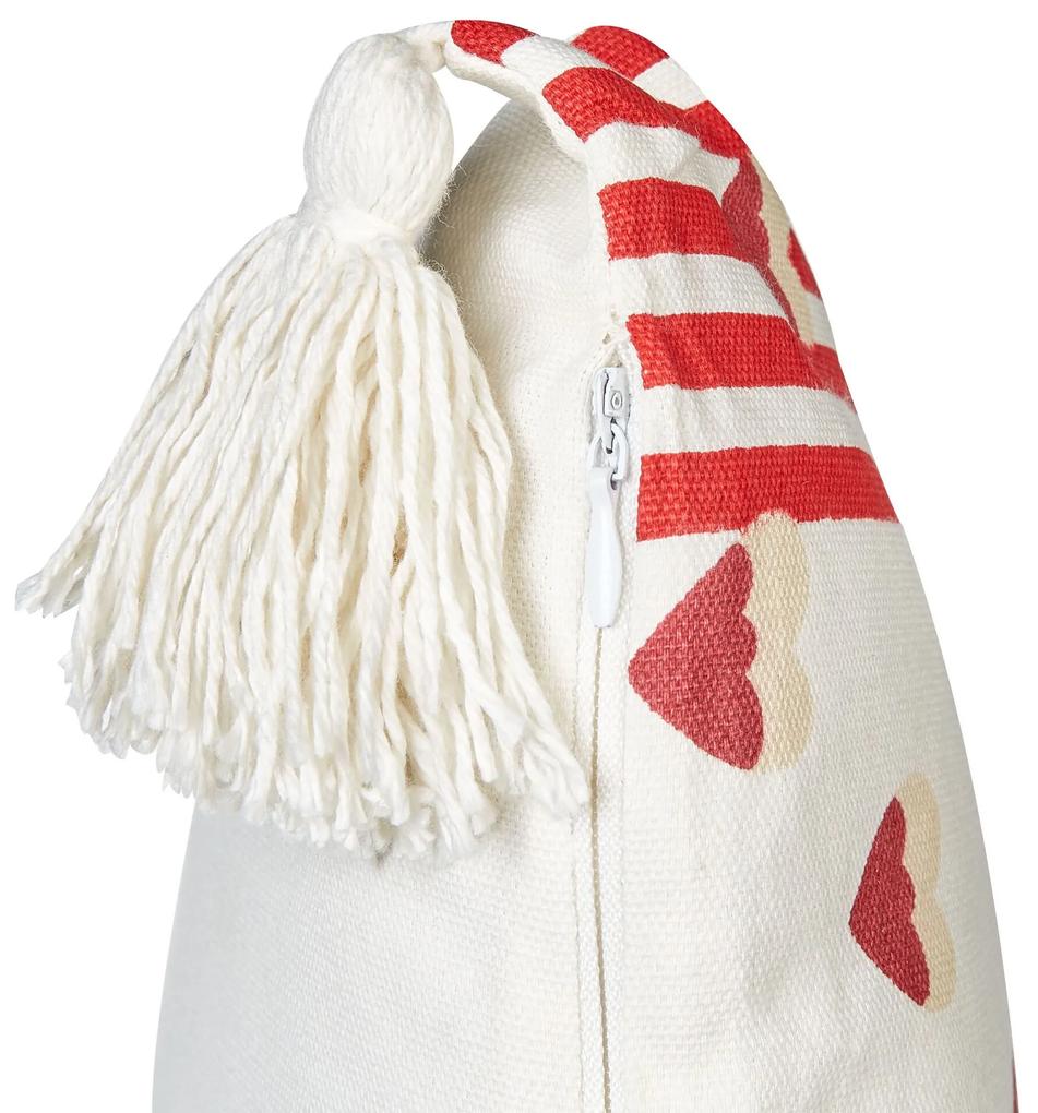 Sada 2 bavlnených vankúšov so vzorom srdiečok 45 x 45 cm biela a červená BANKSIA Beliani