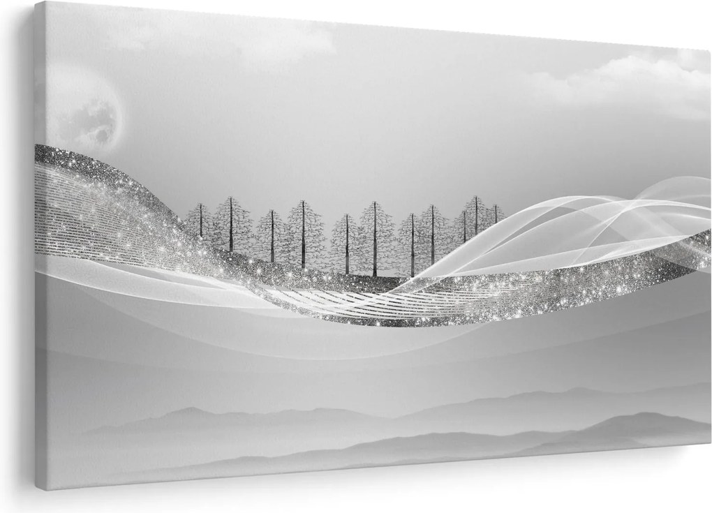 Obraz - Strieborná krajina (90x60 cm)