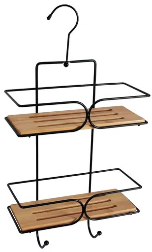 BISK Erga Plain, závesná 2-polička 250x110x495 mm, čierna matná-hnedá, ERG-08050