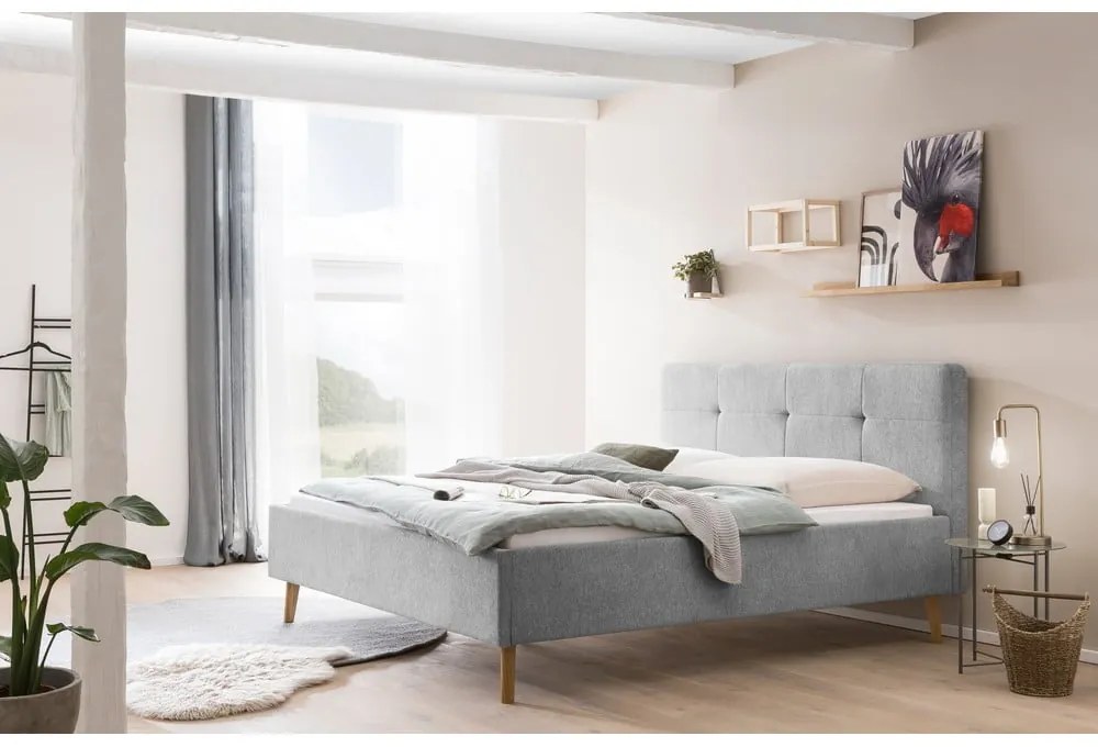 Svetlosivá čalúnená dvojlôžková posteľ bez roštu 180x200 cm Smart – Meise Möbel