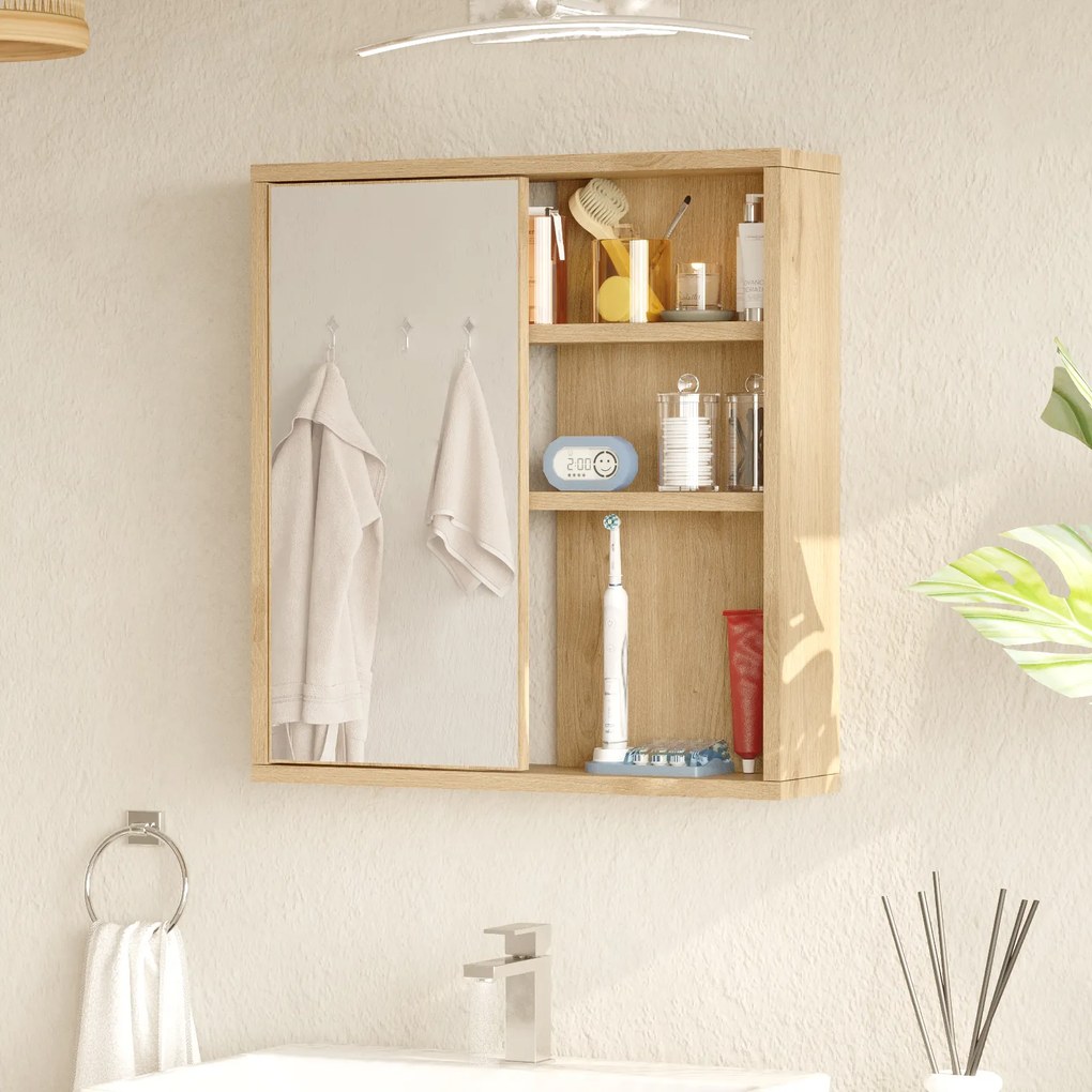 Kúpeľňová skrinka so zrkadlom Houseland Ivy dub Castello