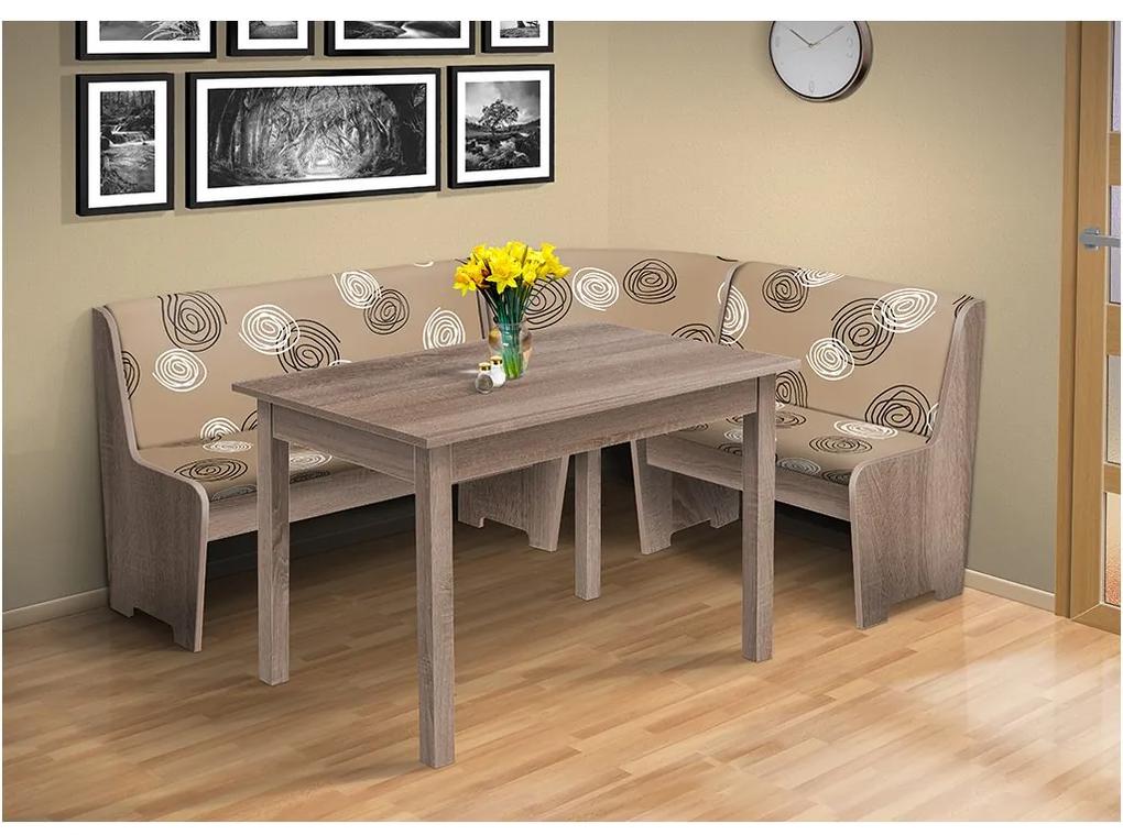 Nabytekmorava Rohová lavica so stolom farba lamina: agát (akát), čalúnenie vo farbe: Mega 37