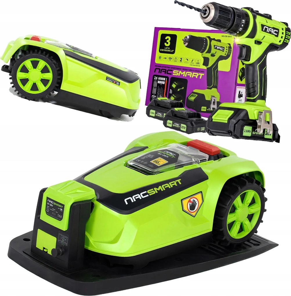 Sada Robotickej Kosačky Do 1000 M2 22 CM Príklepová Vŕtačka Nac Smart