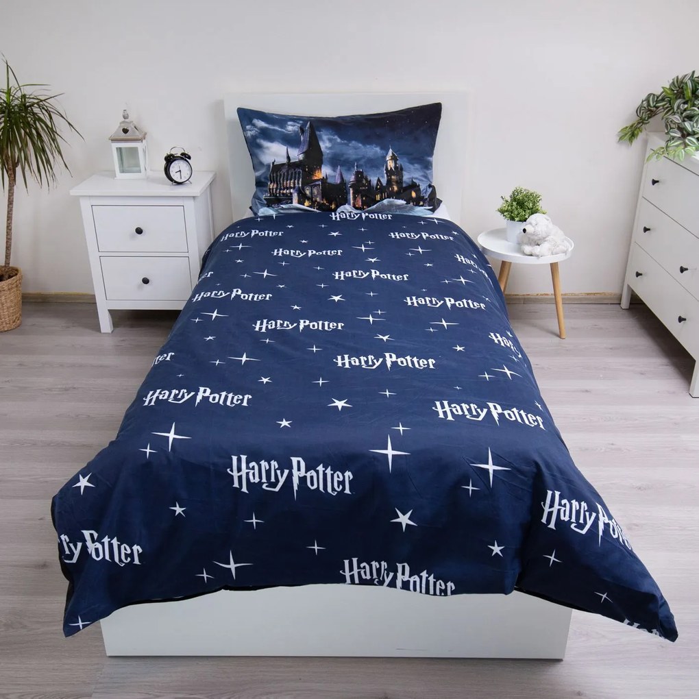 Jerry Fabrics Obliečky z mikrovlákna 140x200 + 70x90 cm - Harry Potter "Hogwarts Night"