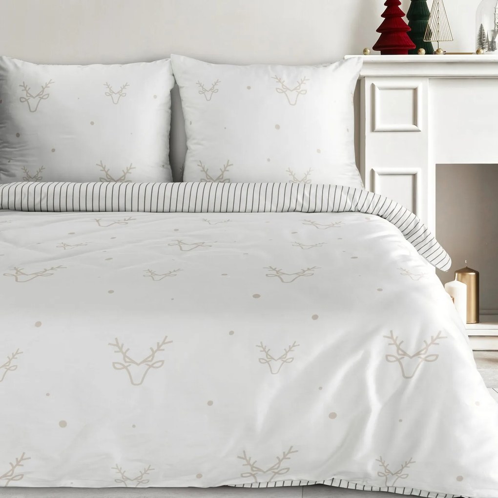 VIANOČNÉ SATÉNOVÉ OBLIEČKY BOSQUE 160X200 CM, 2 KS 70X80 CM VZOROVANÉ