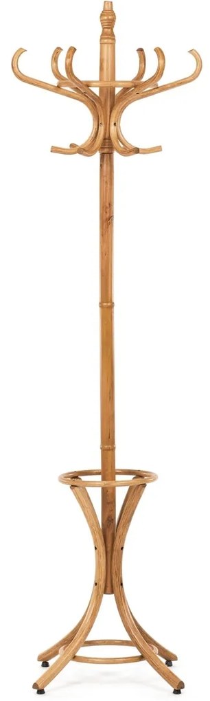 Drevený stojanový vešiak, tmavý dub, 52 x 186 cm
