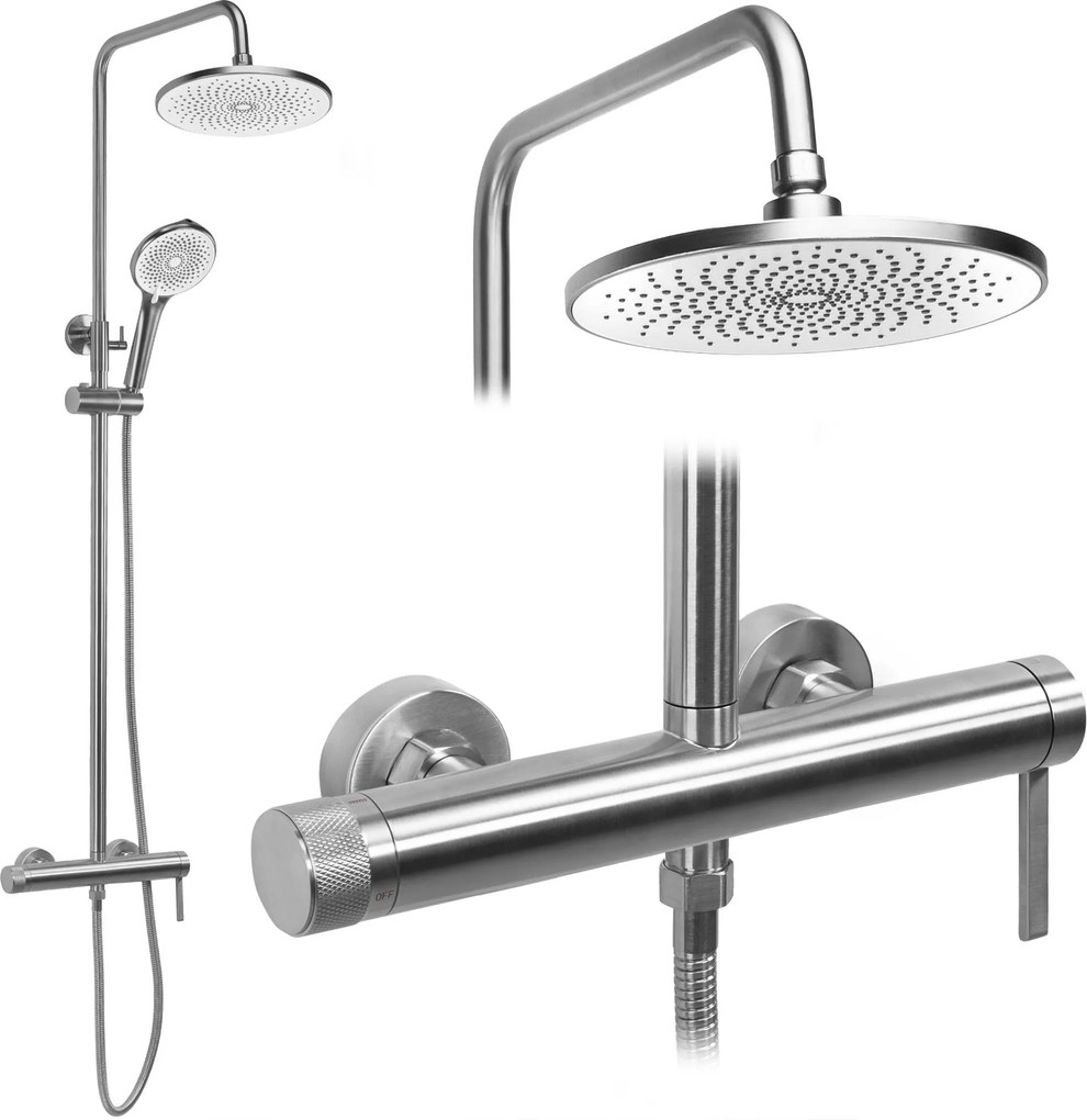 Rea RIVO, sprchová súprava s pákovou batériou, brúsená oceľ, REA-P9498