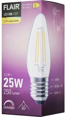 LED žiarovka FLAIR C35 E27 2,2W/25W 250lm 2700K číra stmievateľná