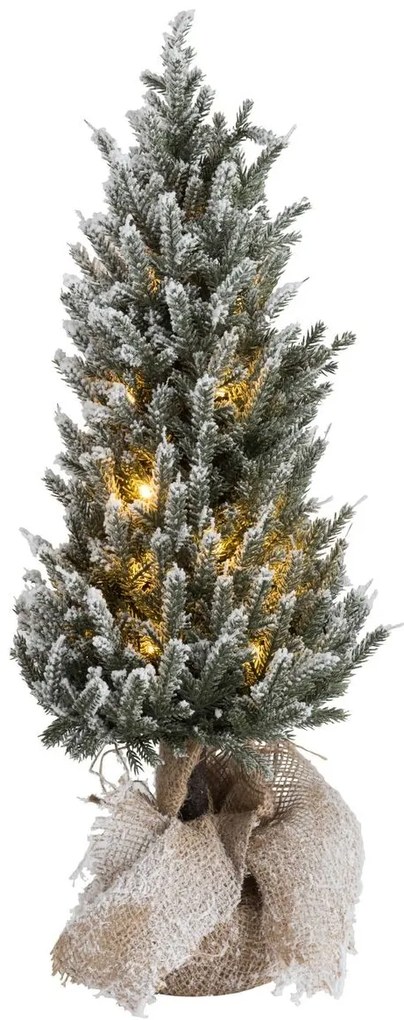 Zasnežený vianočný stromček v jute sa svetielkami - Ø 20*60cm