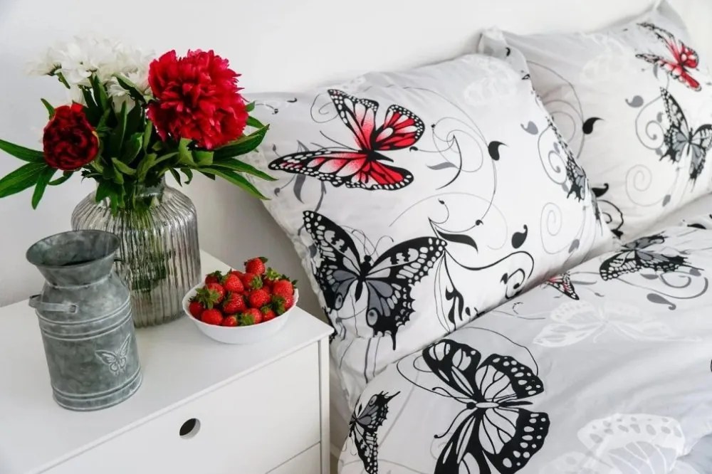 Stanex Luxusné obliečky Motýľ biely Krep 140x200/70x90 cm