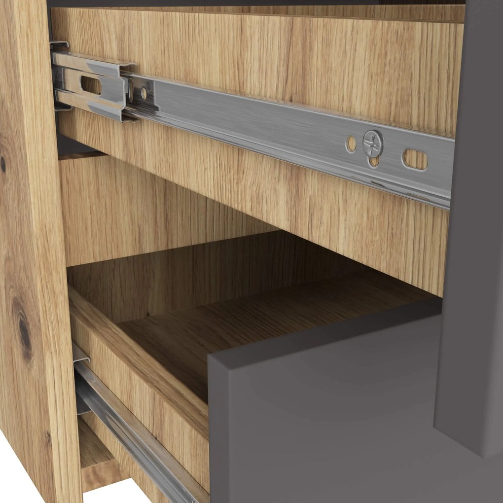 Komoda CL6 100 cm dub remeselný/grafitovo šedá