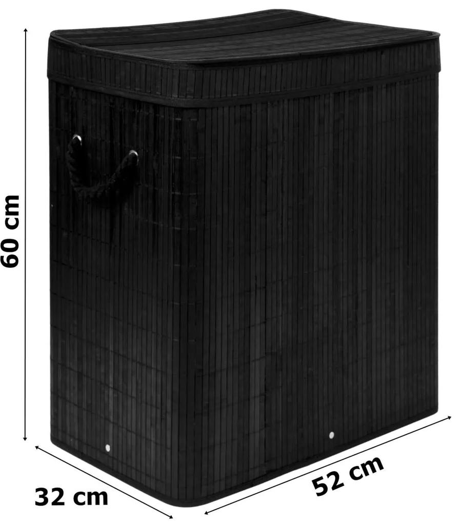 Bambusový kôš na bielizeň s 100L poťahom čierny