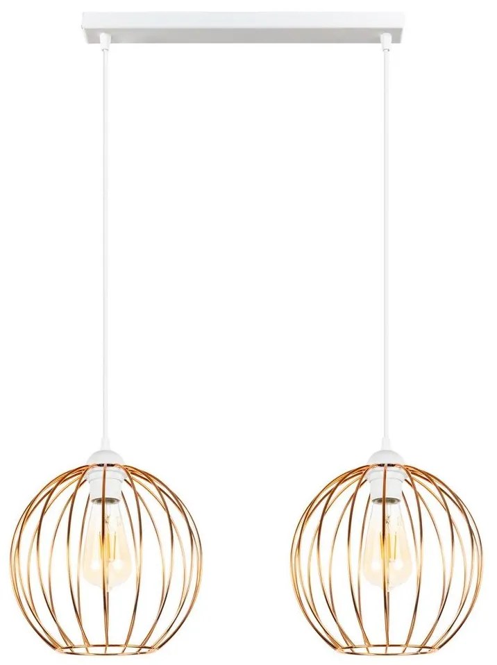 Luster na lanku MATT 2xE27/60W/230V biela/medená