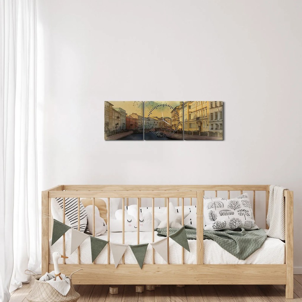 Obraz - Moyka rieka, Petrohrad, Rusko (s hodinami) (90x30 cm)