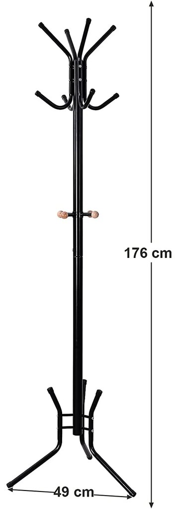 SongmicsHome Stojanový vešiak SAMUEL 49x176cm, čierna