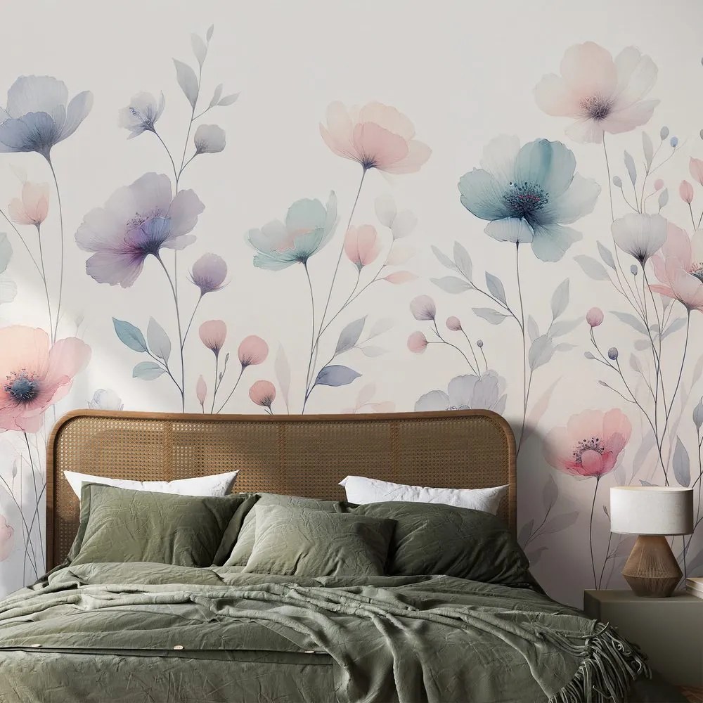 Samolepiaca tapeta akvarelové pastelové kvety