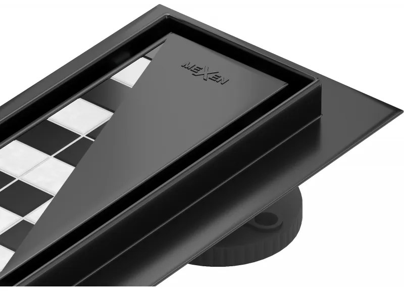 Mexen Flat nerezový sprchový žľab 100 cm, vzor M13 (2v1), čierna, 1710100-15