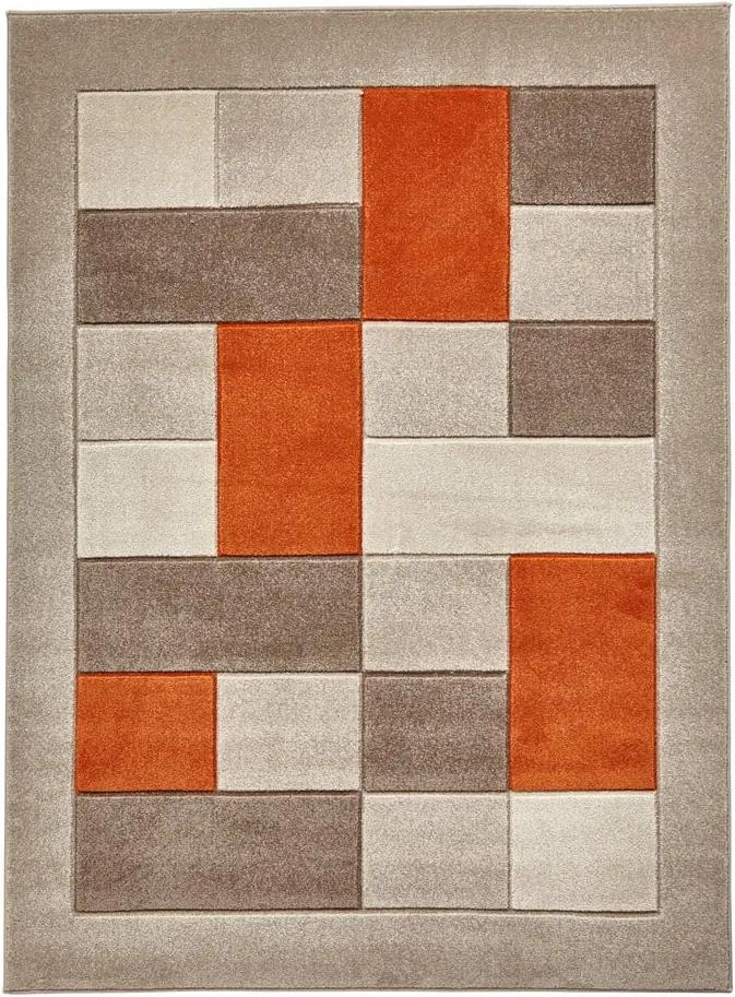 Béžovo-oranžový koberec Think Rugs Matri×, 60 × 120 cm