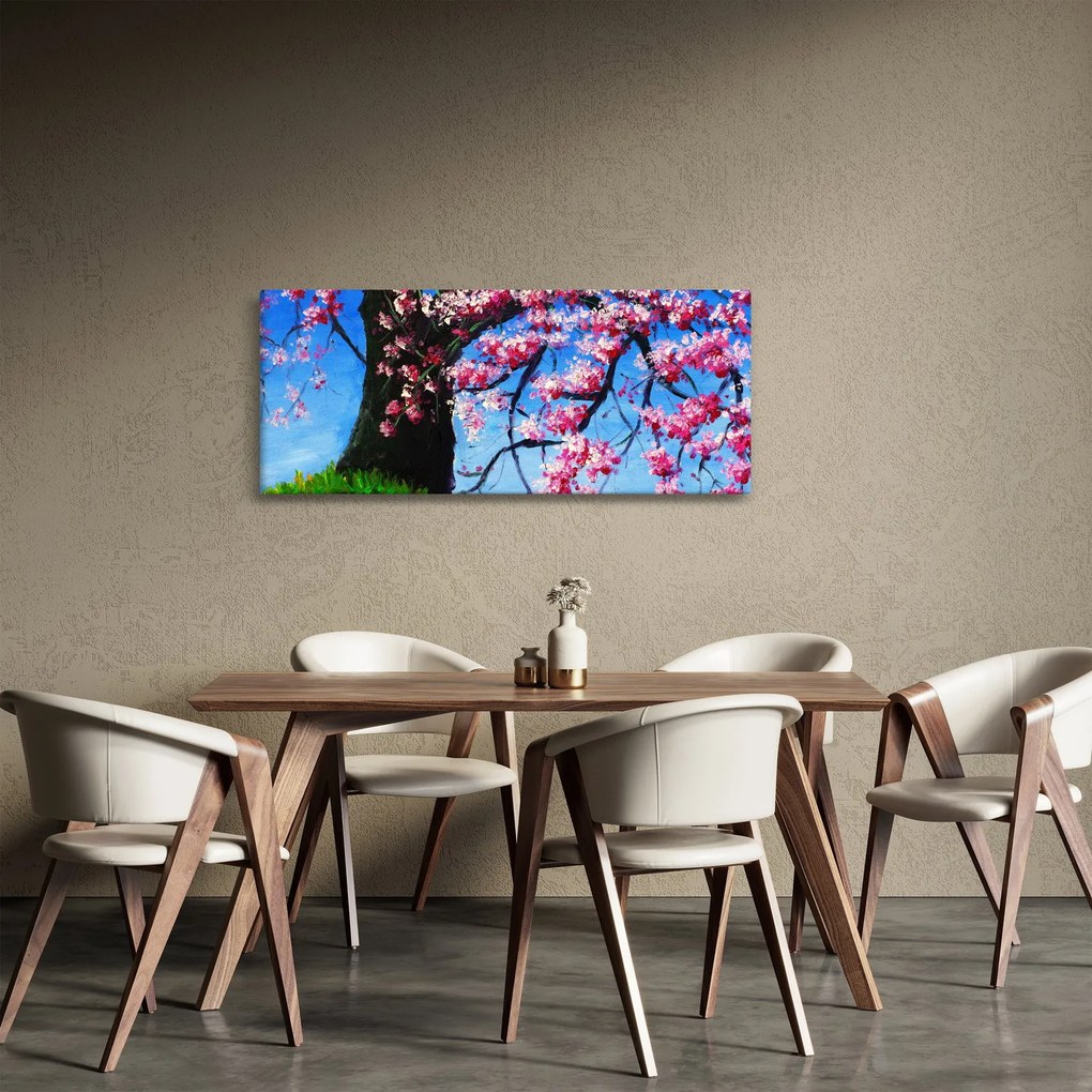 Obraz maľované rozkvitnuté čerešne (120x50 cm)