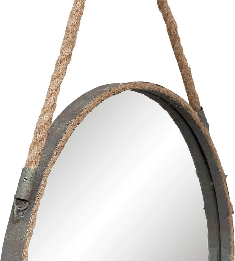Okrúhle kovové zrkadlo s povrazom - Ø 47 * 3cm