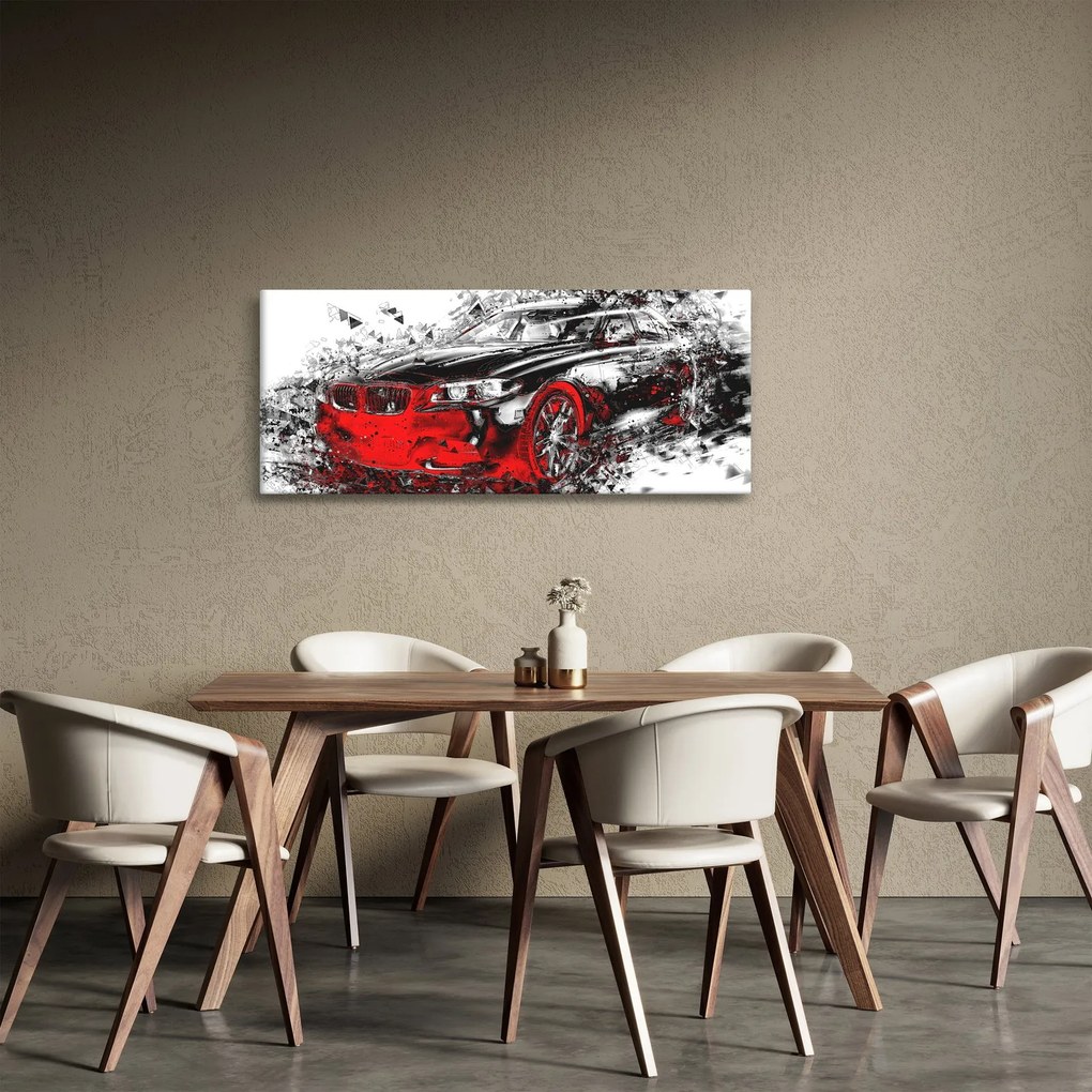 Obraz - Maľované auto v akcii (120x50 cm)