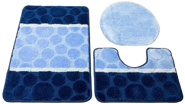 Sada kúpeľňových koberčekov SIENA modrá, bodky / pruhy