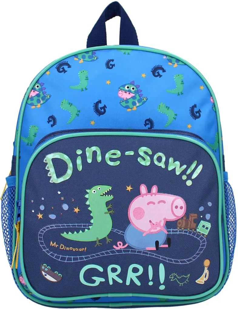 Chlapčenský batoh s predným vreckom Prasiatko Peppa - motív Prasiatko George s dinosaurom - 7L