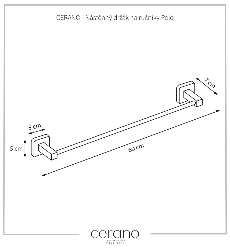 CERANO - Nástenný držiak na uteráky Polo - čierna matná, CER-CER-479839