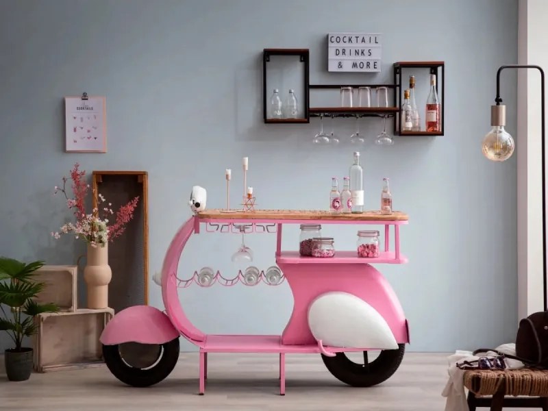 furniture-nabytek.cz - Lakovaný barový pult Scooter Nova Pink z kovu, ružová – 160×50×87 cm