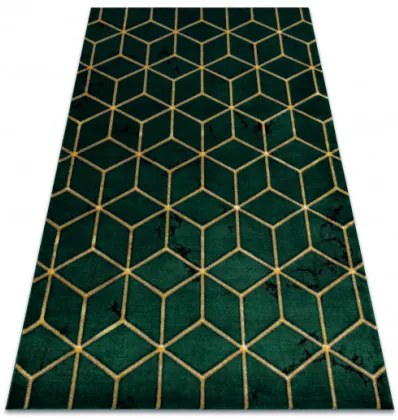 Koberec EMERALD exkluzívny 1014 glamour, styl kocka fľaškovo zelený / zlatý