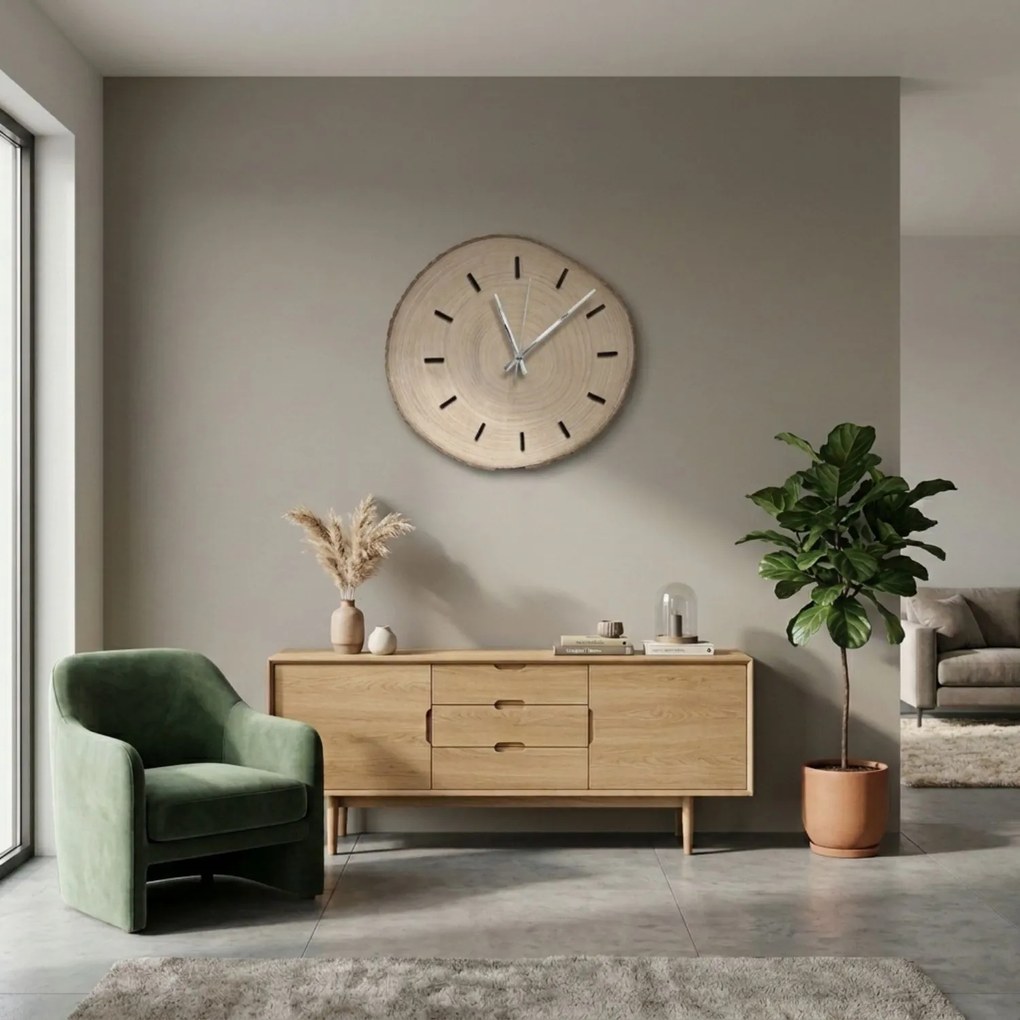 Nástenné hodiny z kmeňu stromu s originálnou kôrou | KORRO: Amber - 3072 26-29 cm 4815-115591 KOR008
