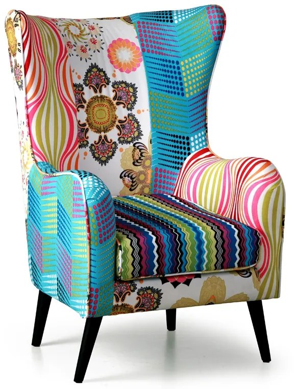 Patchwork kreslo FEEL, ušiak