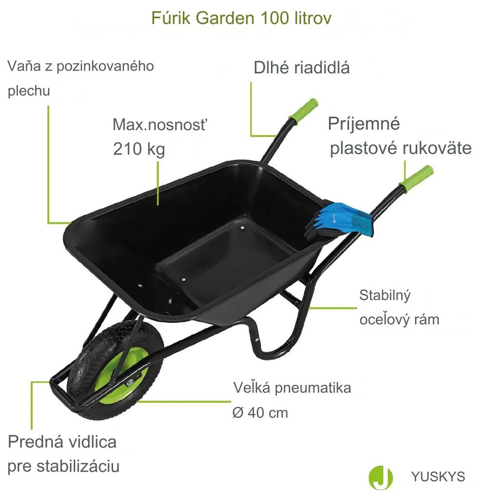 InternetovaZahrada Záhradný fúrik 100 l - čierny
