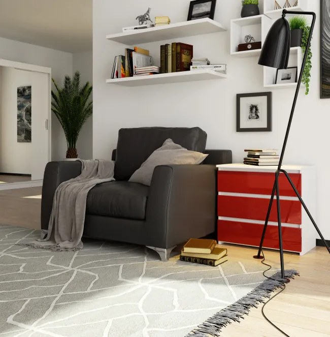 Nočný stolík CL3 60 cm biely / červený, lesk