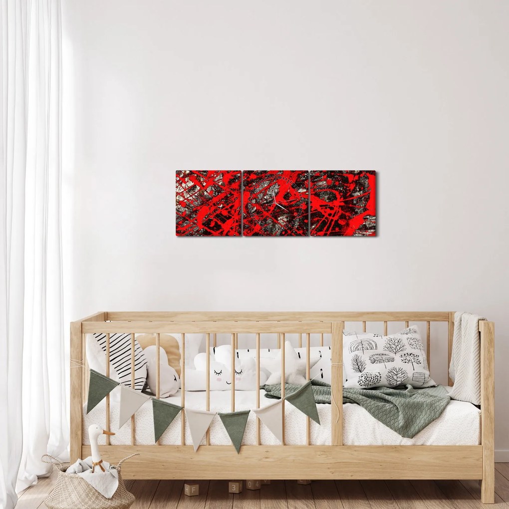 Obraz - Expresívne abstrakcie (s hodinami) (90x30 cm)