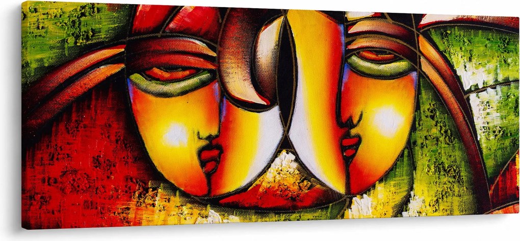 Obraz - Olejomaľba, abstraktné tváre (120x50 cm)