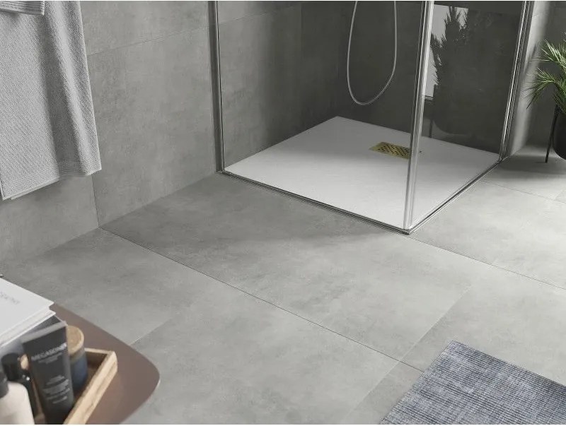 Mexen Hugo, štvorcová sprchová vanička SMC 80 x 80 cm, biela, zlatá krytka, 42108080-G