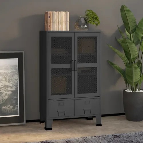 vidaXL Industriálna skladovacia skrinka antracitová 70x40x115 cm kov-