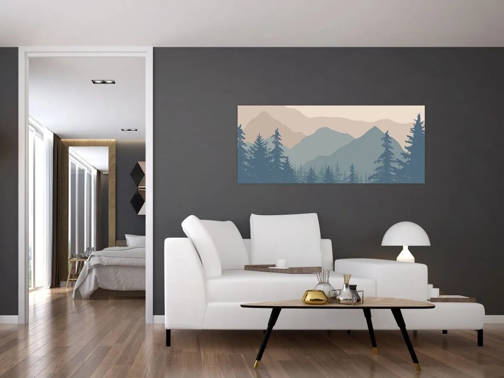 Obraz - Tyrkysové hory N⁰2 (120x50 cm)