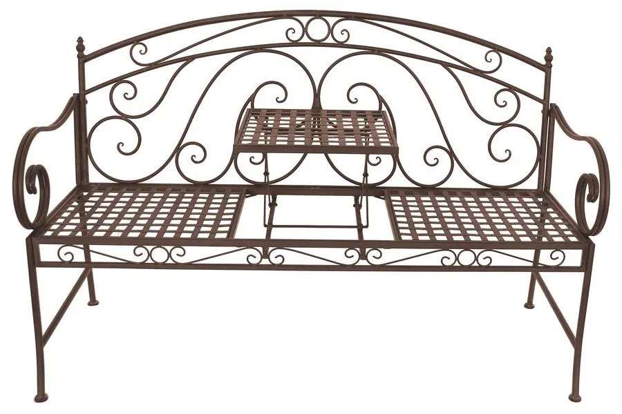 Hnedá kovová záhradná lavica Saket – Garden Pleasure