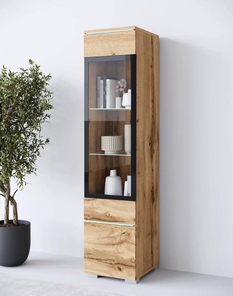 Úzka vitrína LED stĺpik Vera wotan (VRBWW002+LED)