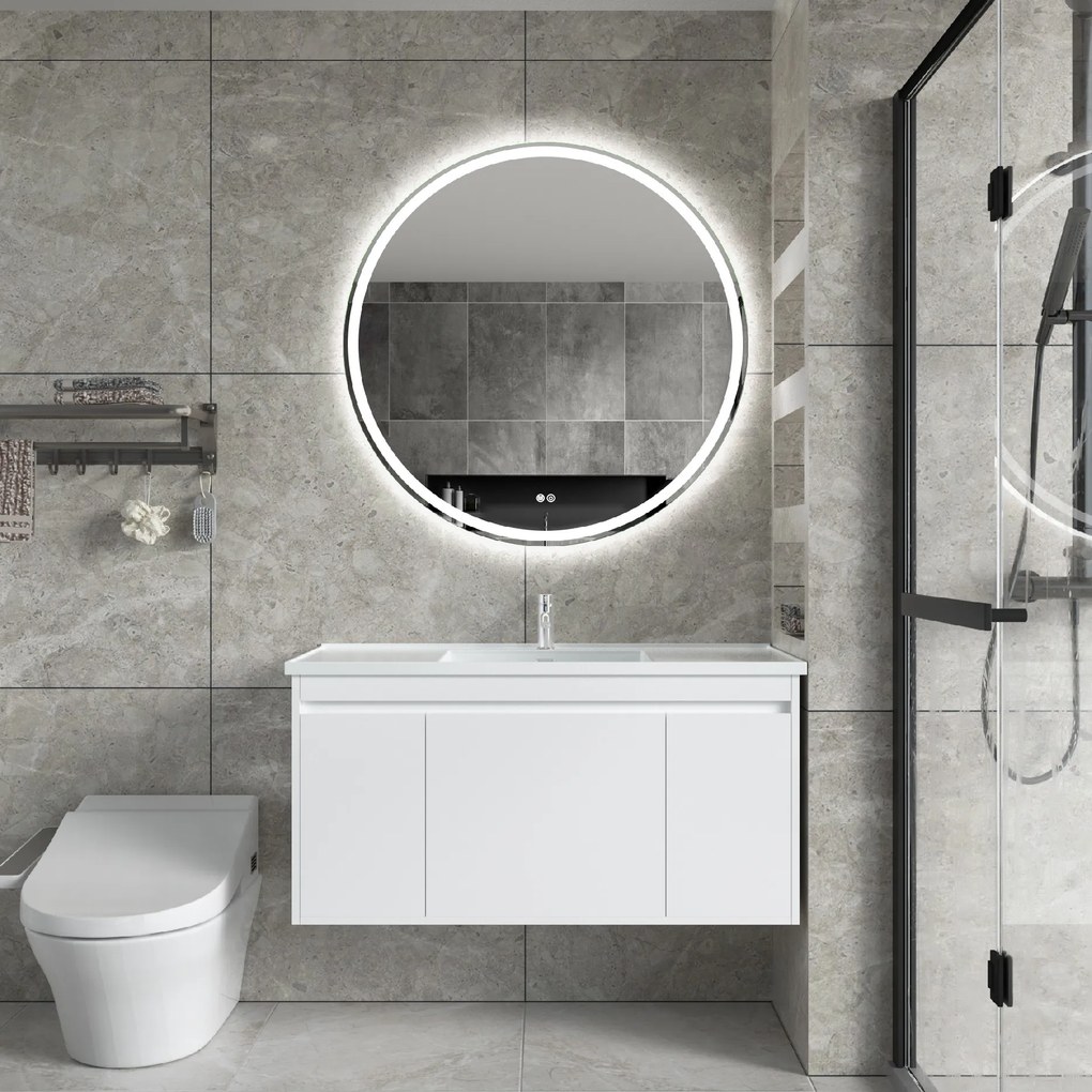 Erga Carla, okrúhle LED zrkadlo 90cm, 2070 lm, 3 farby svetla, ERG-V01-208-9090