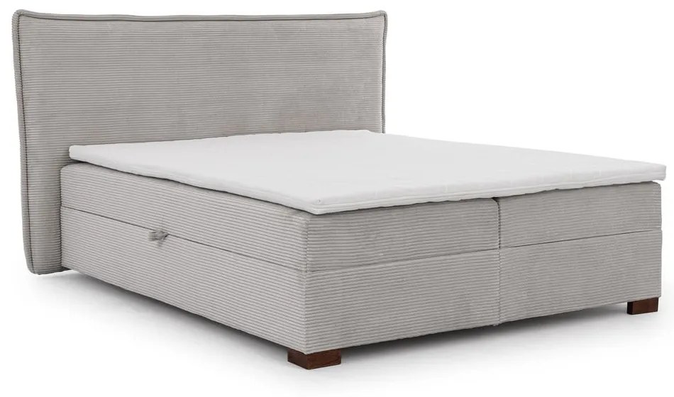 Svetlosivá boxspring posteľ s úložným priestorom 160x200 cm Lysa – Ropez