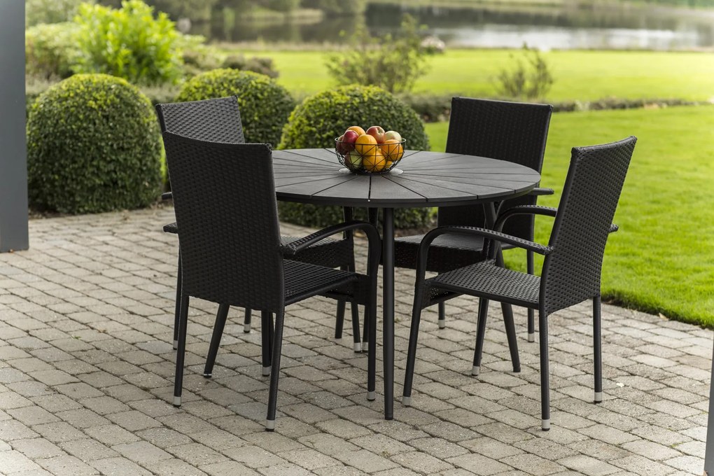 Noela Záhradný jedálenský set Wilder + 4x ratanová stolička Paris