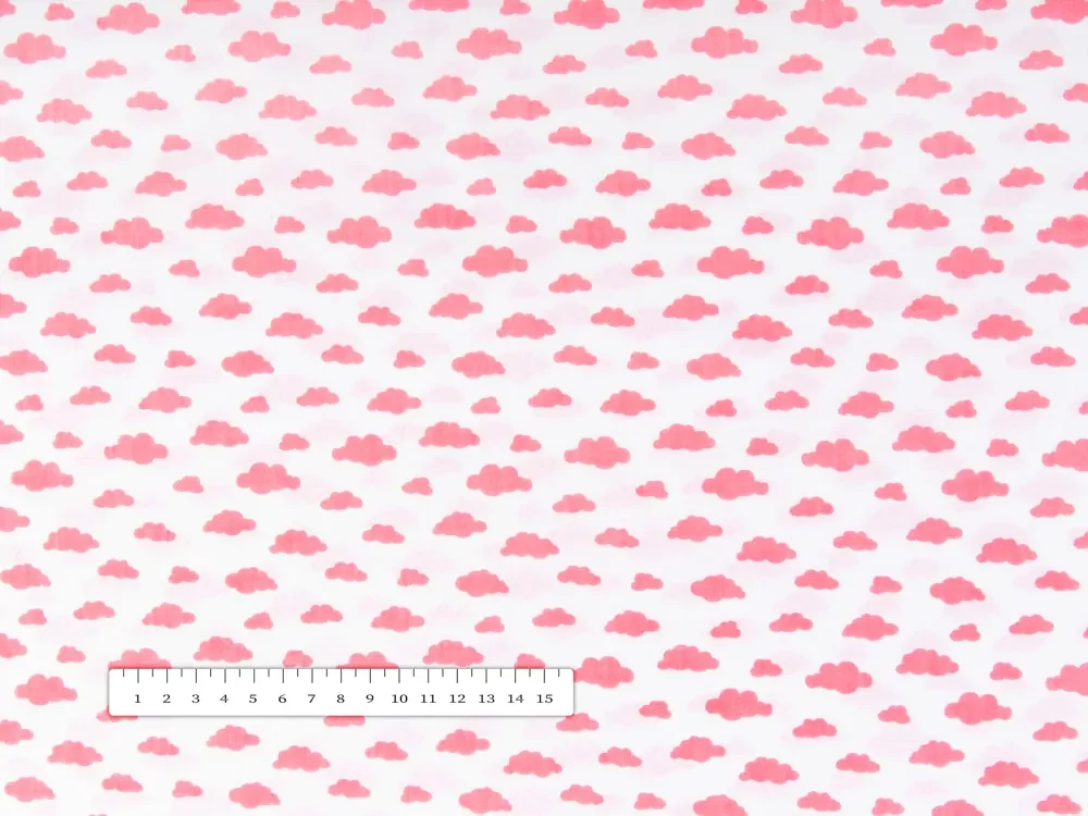 Biante Detský bavlnený behúň na stôl Sandra SA-128 Koralové obláčiky na bielom 20x120 cm