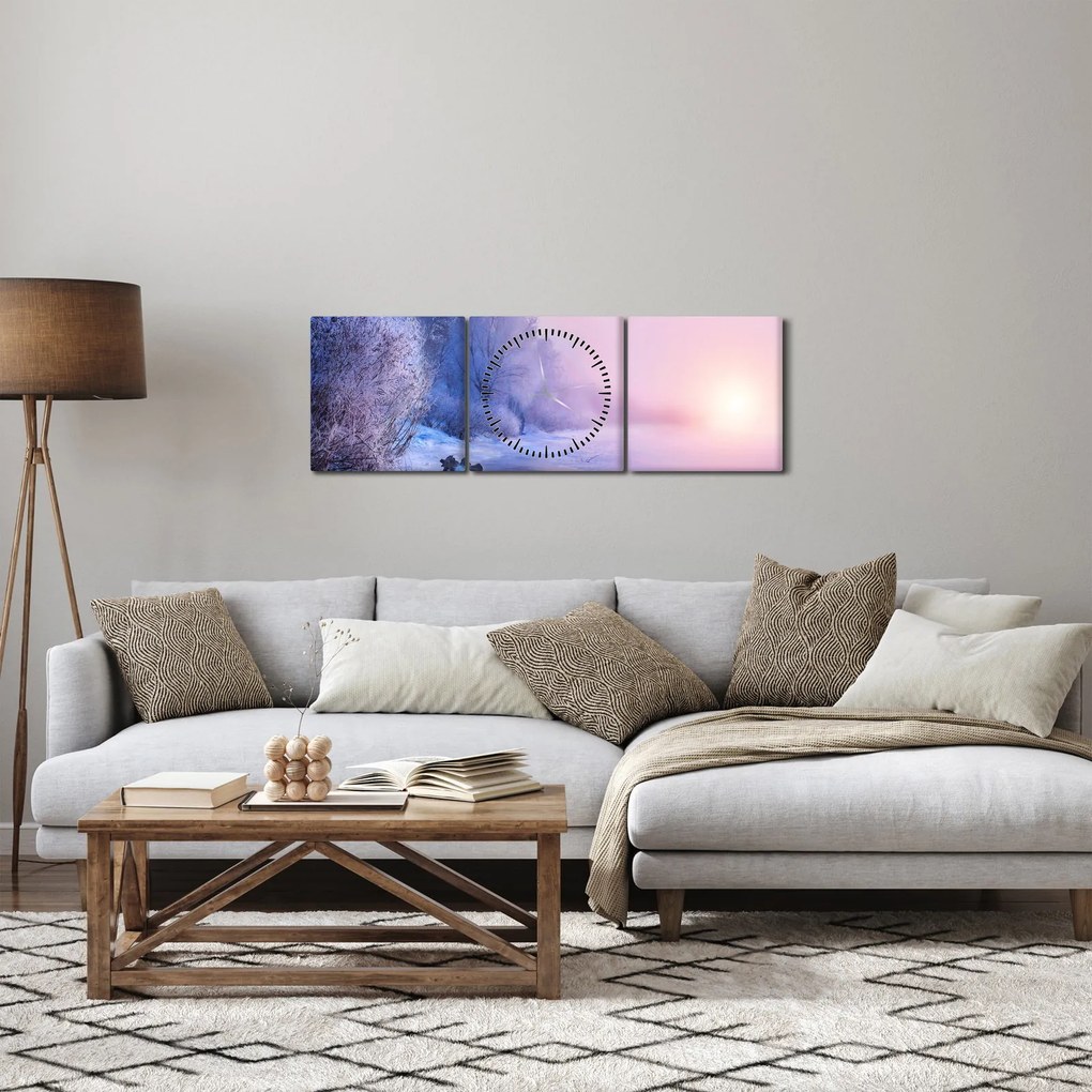 Obraz - Zamrznutá rieka (s hodinami) (90x30 cm)