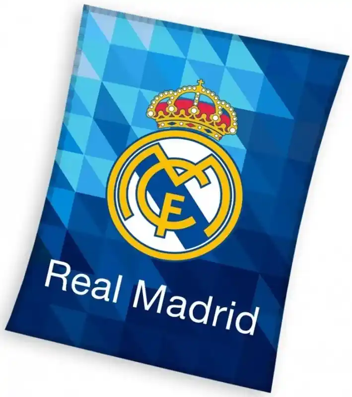 Veľká futbalová fleecová deka FC Real Madrid - motív Blue Crystal - 150 x  200 cm - Oficiálny produkt RMCF | Biano