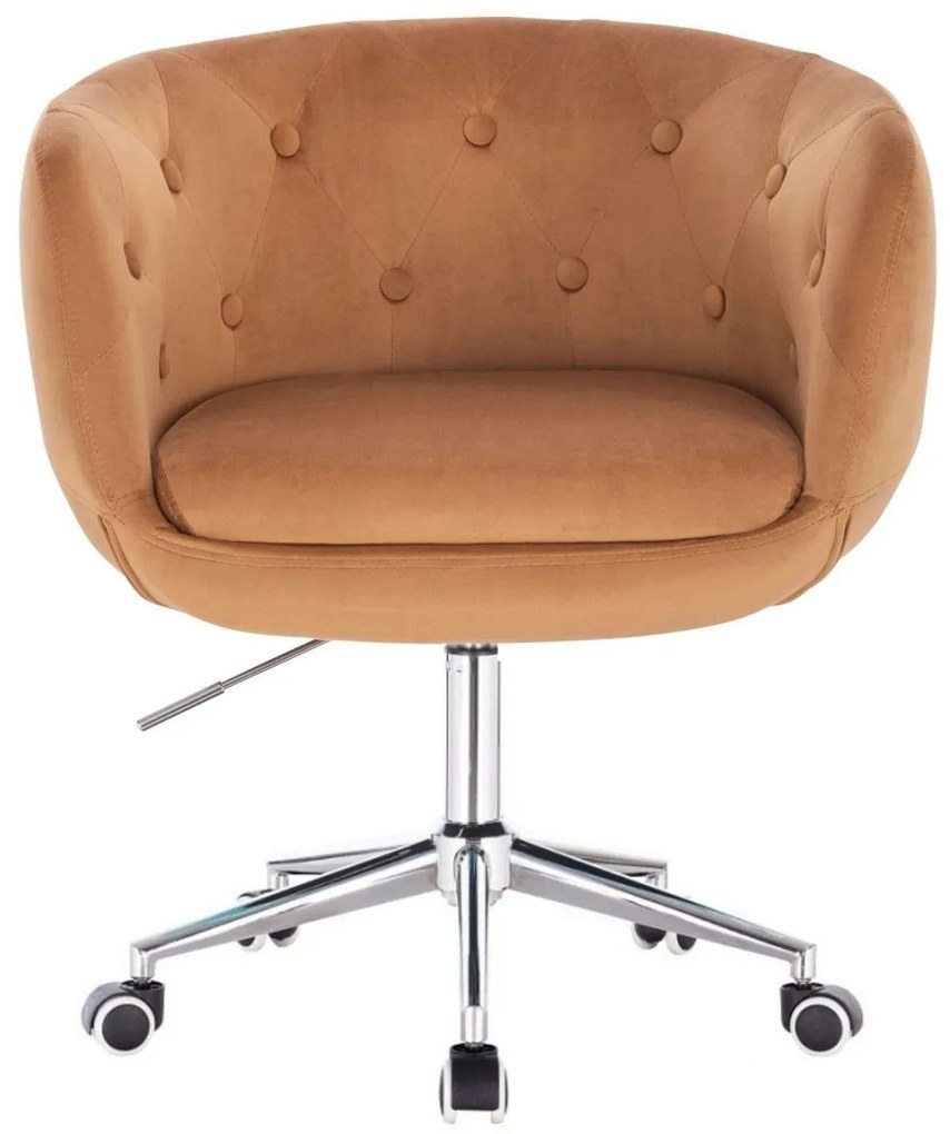 LuxuryForm DESIGN Kreslo MONTANA VELUR na striebornej podstave s kolieskami - hnedé
