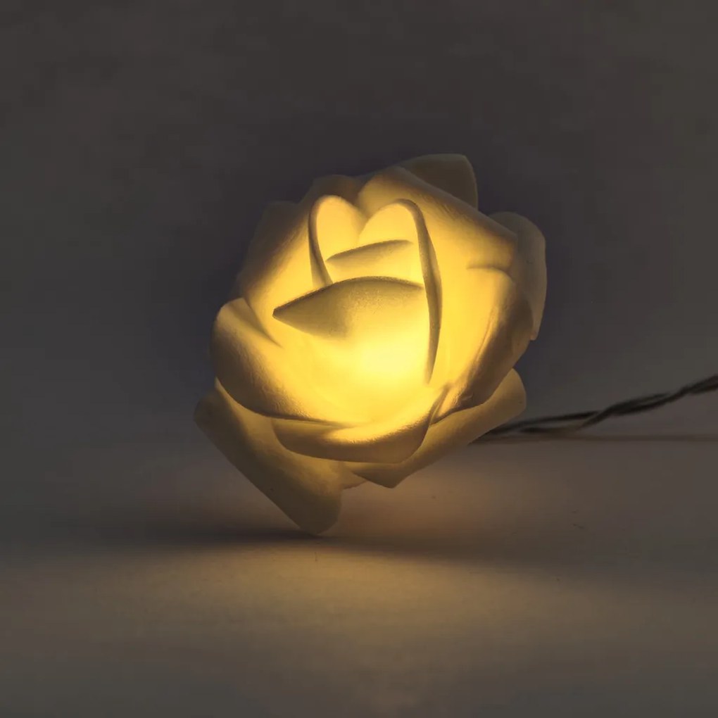 DECOLED LED světelný řetěz na baterie, 10 teple bílých diod, 1,8 m, růže