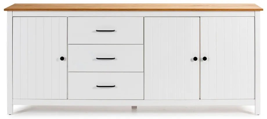 Biela nízka komoda z borovicového dreva 190x80 cm Miranda – Marckeric